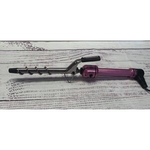 Hot Shot Tools Coil Swirl Spiral Curling Iron S510328 3/4" Pink Black Works